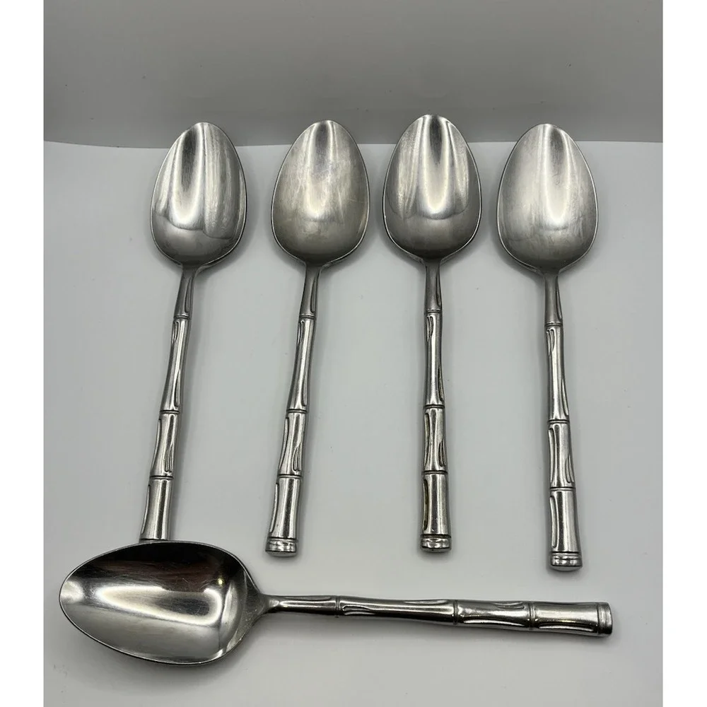 Reed & Barton Rebacraft Regal Bamboo Oval Soup Spoons 7-1/4